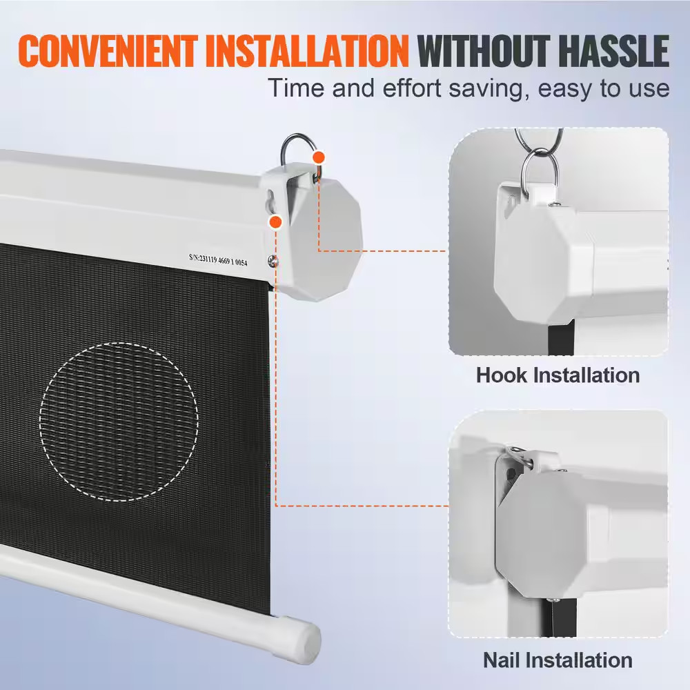 Projector Screen 100 In. Retractable Pull down Projector Screen 16:9 4K, Auto-Lo