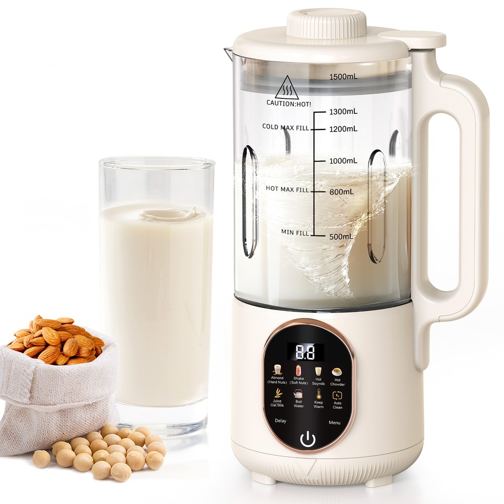 50oz Automatic Nut Milk Maker, with Delay Start, Keep Warm, Boil Water (1500ML)