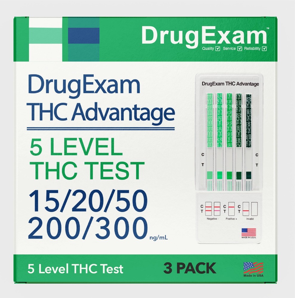 3 Pack - DrugExam Multi Drug Screen Test. Testing for THC/Marijuana in Urine.