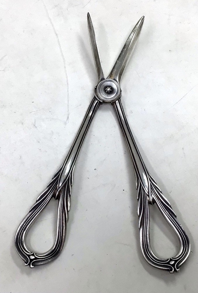 Vintage Silver Plated Grape Trim Scissors, Shears England