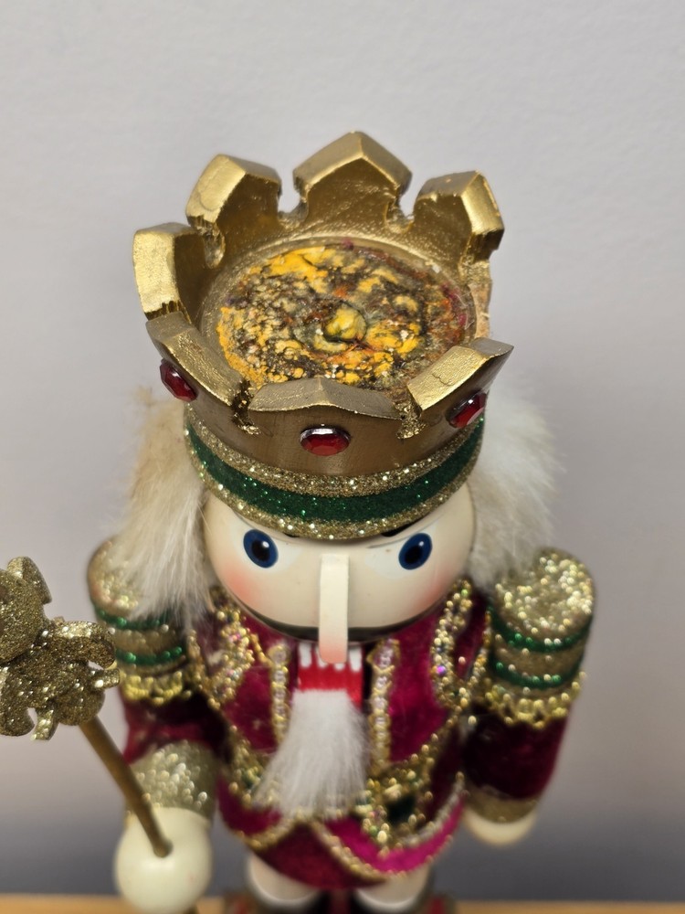 15” Tall Flashy Metallic Gold Glitter Nutcracker Christmas Decor