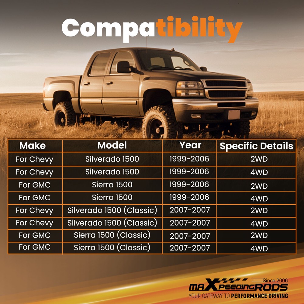 Upper Drop Alignment Control Arms Drop Kit for 1999-2006 Silverado Sierra 1500