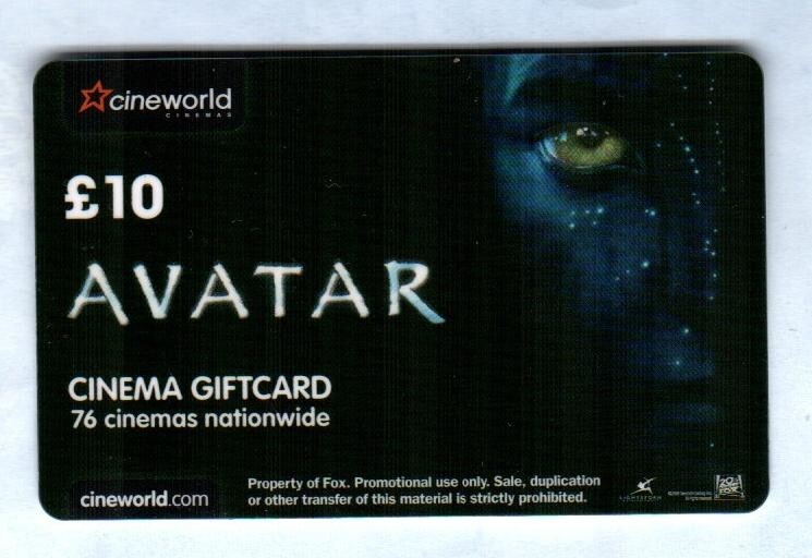 CINEWORLD ( UK ) Avatar ( 2009 ) Gift Card ( $0 )