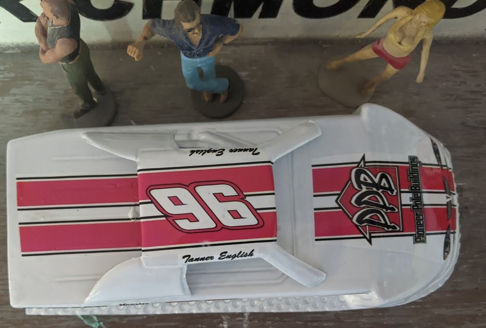 #96 Pope Heating & Cooling Crate Dirt Late Model 1/64th Scale Waterslide Decal