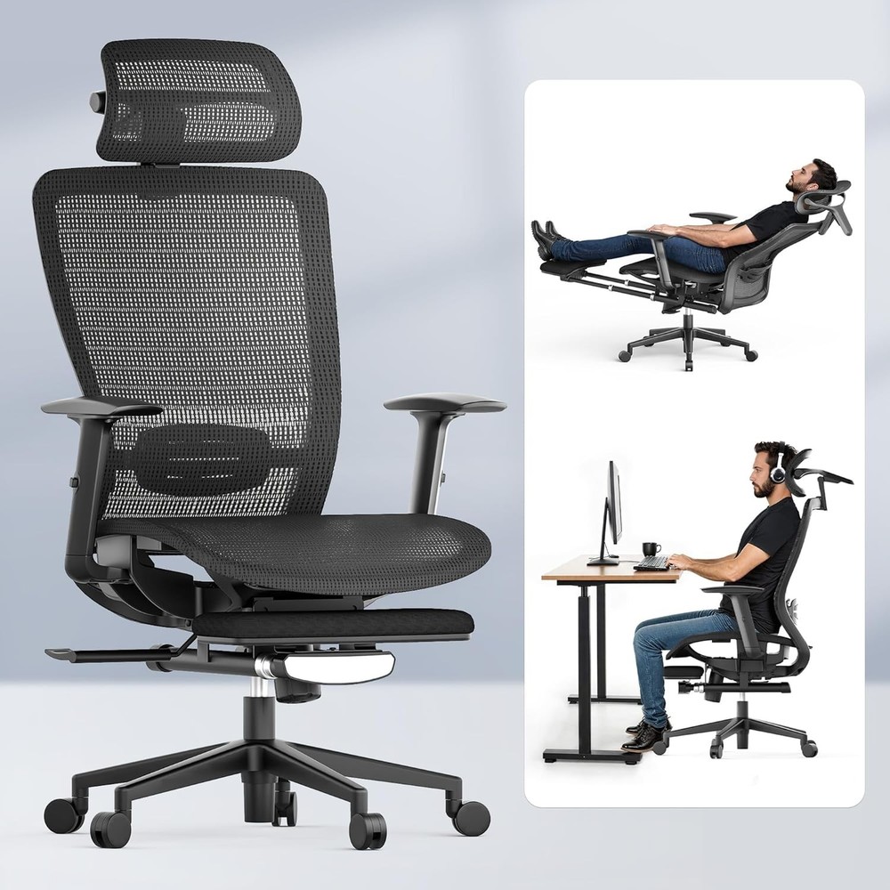 Ergonomic Office Chair With Lumbar Support Jet Black
