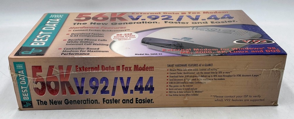 Vintage Best Data 56SX-92 56K External Fax Modem