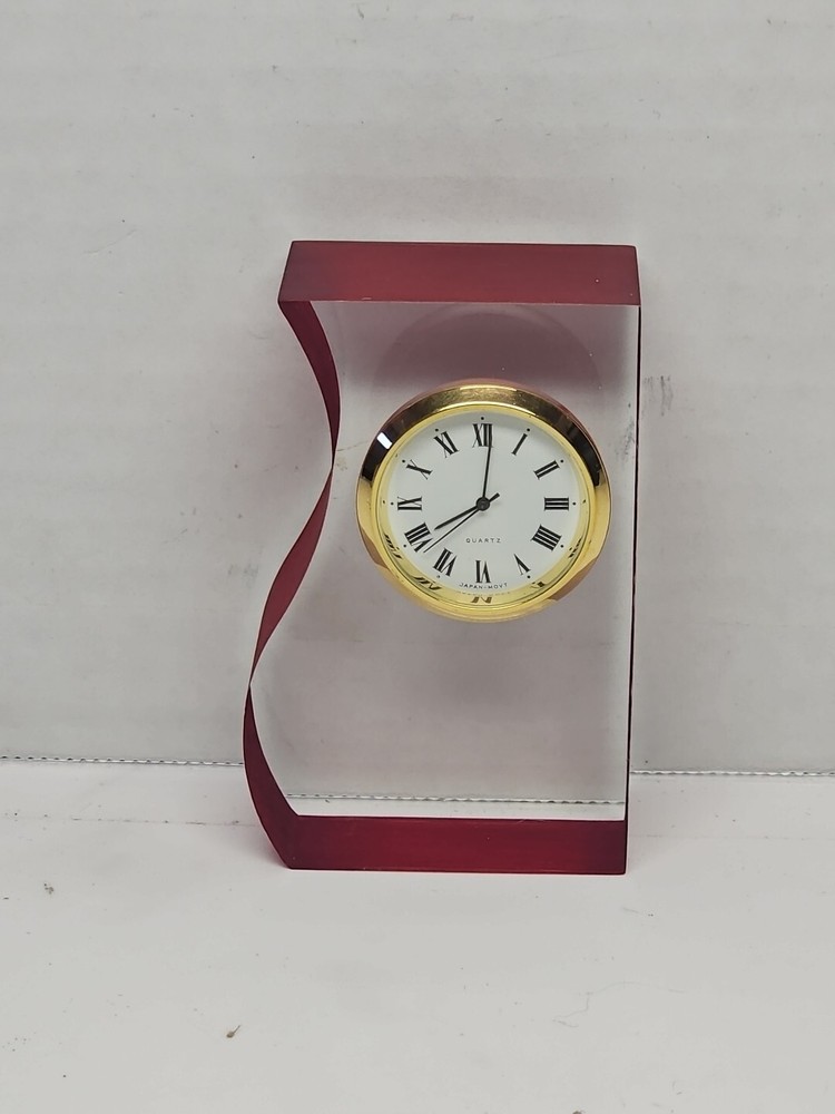 Memphis style Lucite clock. Miniature. Needs Battery