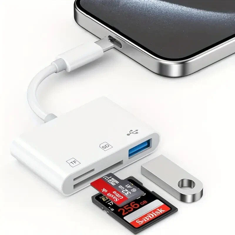 SD Card Reader USB Type C - 3-1 Memory Card Adapter for iPhone/iPad/Samsung/More