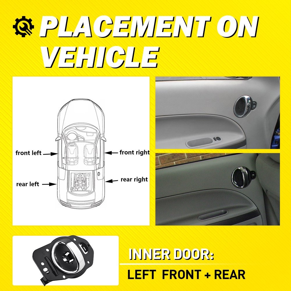 Pair Front+Rear Black Chrome Inside Handle Driver Left for 2006-11 Chevrolet HHR