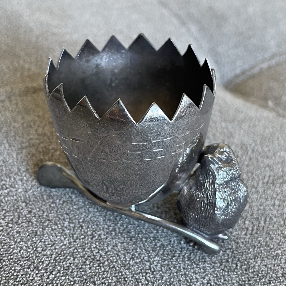 Chick Egg Wishbone Silverplated Toothpick Match Holder Hatched Victorian Easter