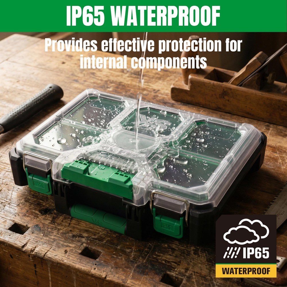 13.5-Inch Small Part Organizer, Stackable Tools Box Organizer with 7 Compartm...