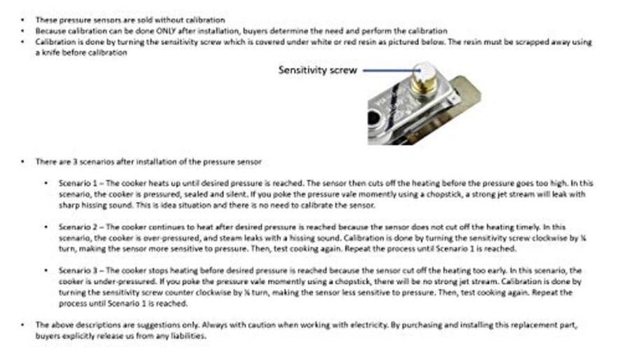 Replacement Generic Electric Pressure Cooker Pressure Sensor or Switch (TYPE