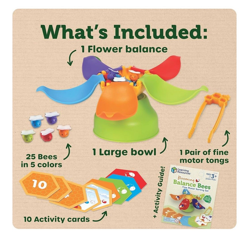 Learning Resources Blooming Balance Bees Fine Motor Sorting Eco Friendly Set NEW