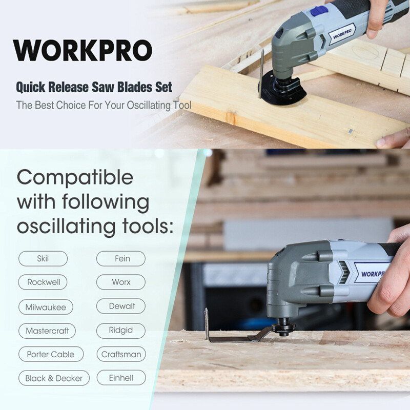 WORKPRO 23-Pieces Metal Wood Oscillating Saw Blades Set Quick Release Multitools