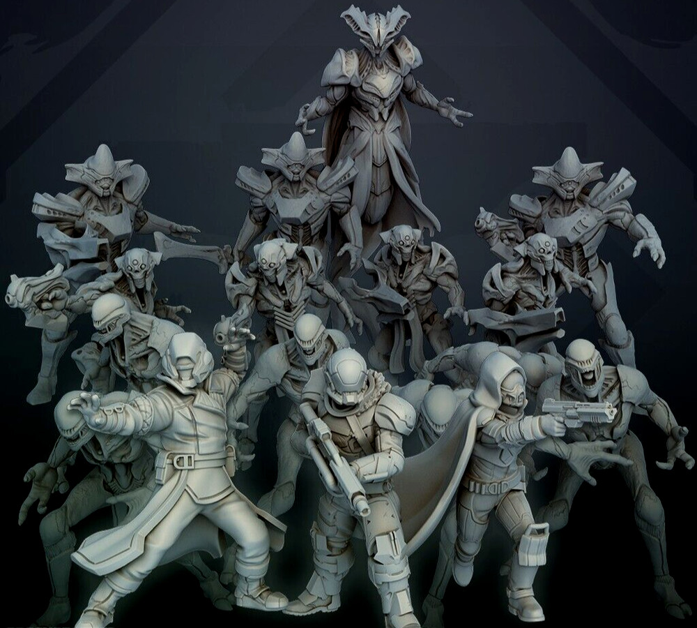 Space Marines Xenomorphs Alien Galactic Warhost Army 14-Pk 3D Printed Models