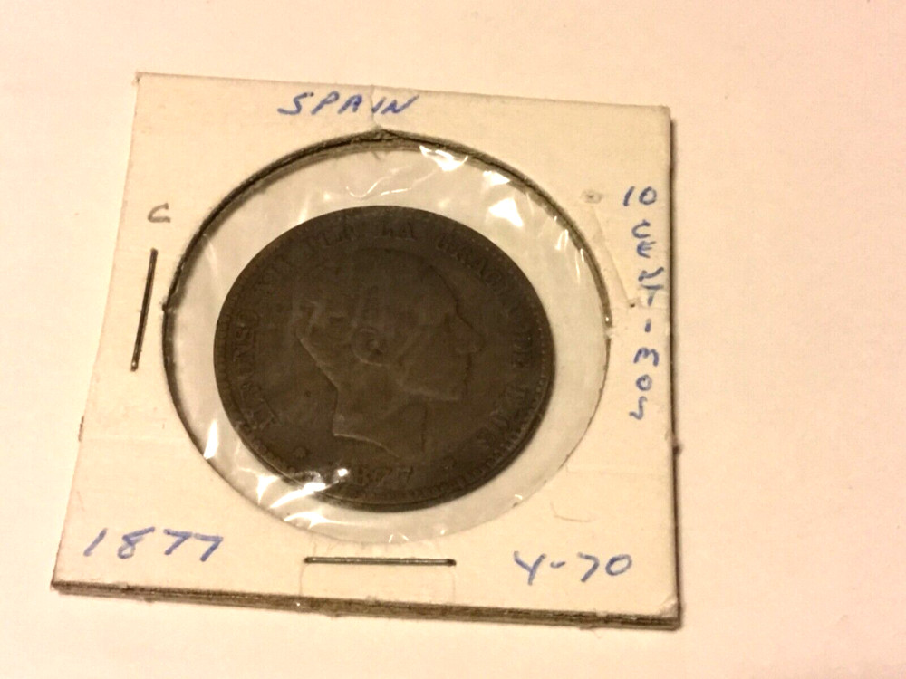 Spain 1877-OM 10 Centimos Old Coin
