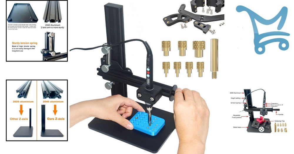 Vertical Heat Press Machine Aluminum 3D Printing Threaded Insert Tool Kit