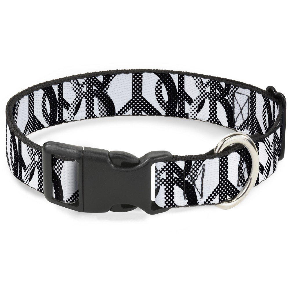 Plastic Clip Collar Peace Dots White/Black Medium 11-16.5"