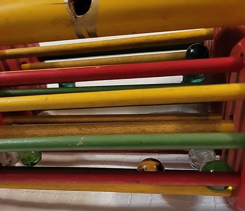 Vintage Playskool Wooden Push/PULL Toy with Marbles 1950s Missing Handle