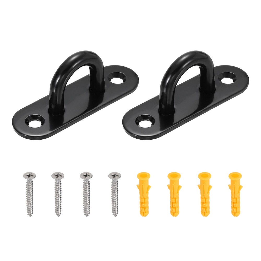 2Pcs M5 Eyelet Bracket Set Rectangular Hook Plate and Hook, Black