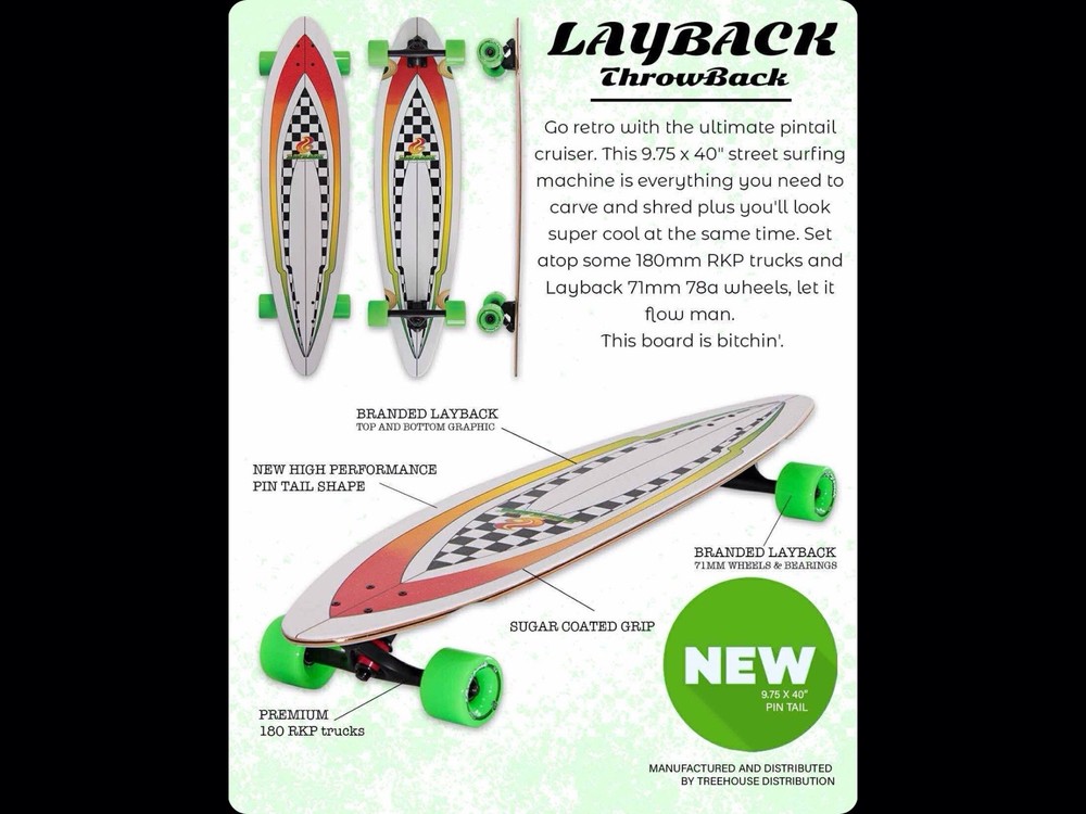 LAYBACK LONGBOARDS - THROWBACK PT COMPLETE-9.25X40  - COMPLETE SKATEBOARD