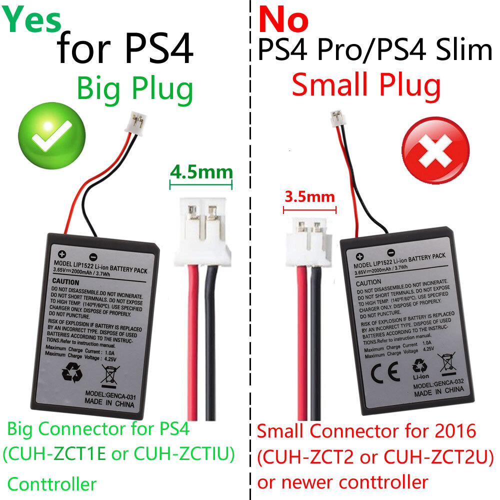 New 2000mAh Replacement Battery for PlayStation 4 PS4 Controller (1st Gen)