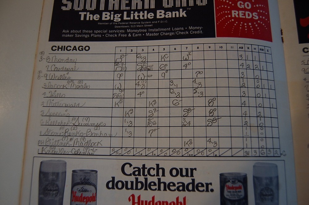 1976 Cubs - Reds Baseball Program + Ticket - Rose 1 Hit, Reds Top 2 Million