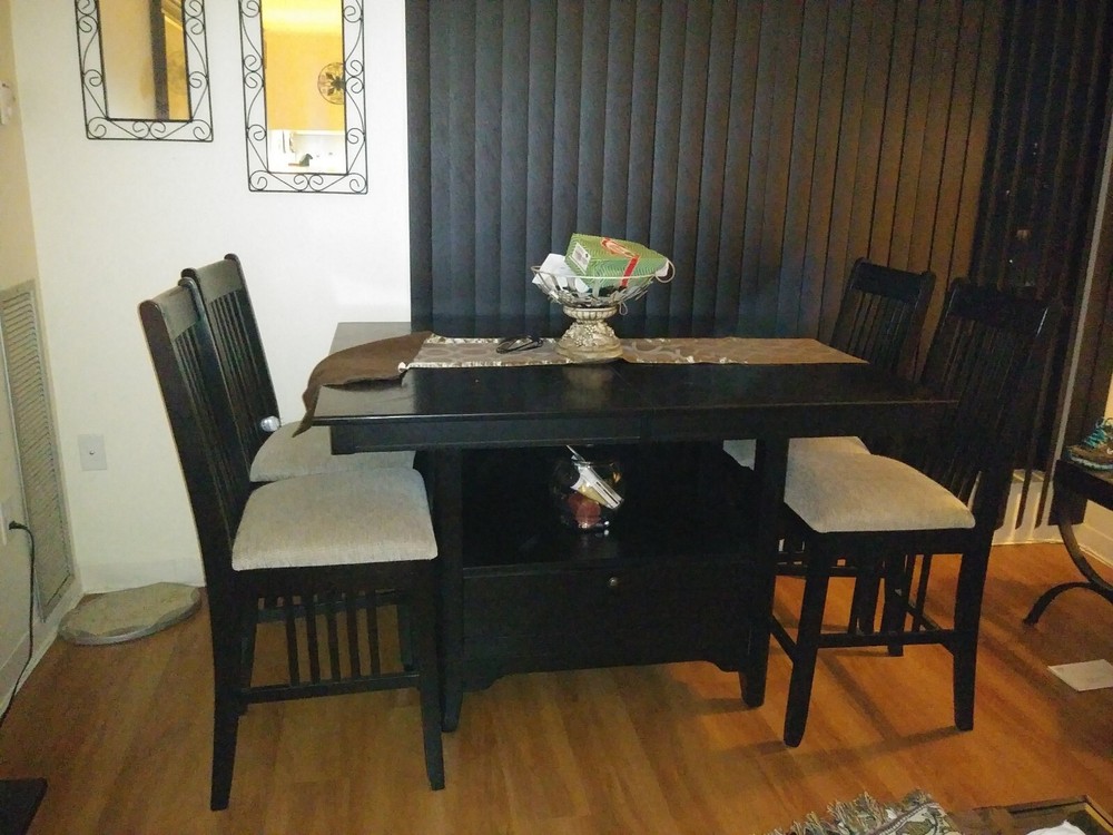 Tall Extendable Black 4 Chair Dining Room Set