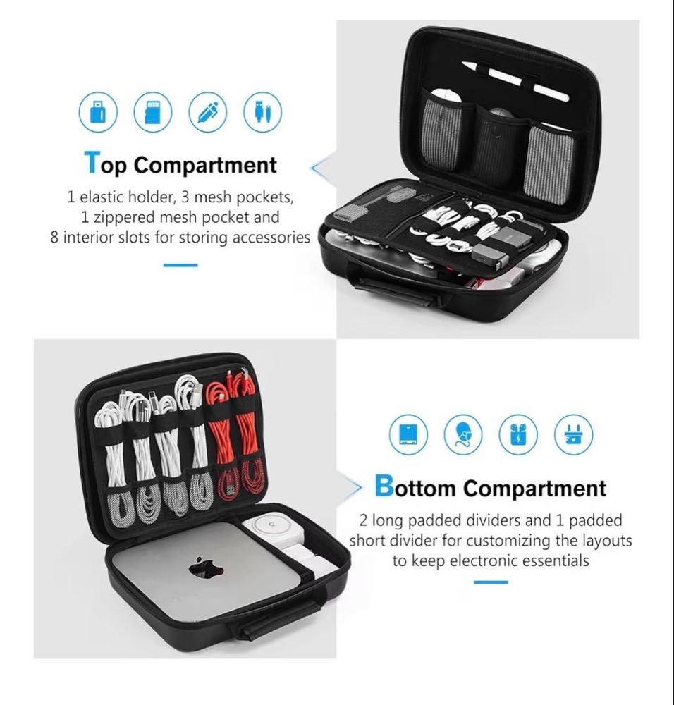 ProCase Gadget Pouch, Waterproof EVA Material, Large Capacity, 3-Layer