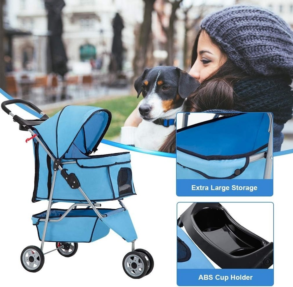 Breathable Mesh Pet Stroller - Lightweight, Foldable Design for Easy Outdoor Use