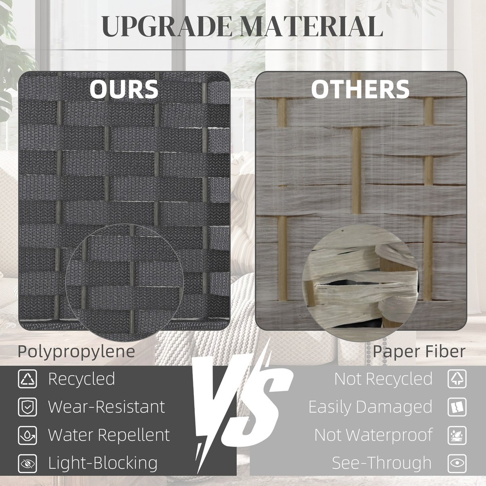 8 Panel Room Divider Freestanding Folding Privacy Screen, Gray