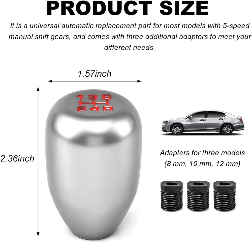 Gear Shift Knobs, 5 Speed Manual Transmission Stick Shift Knob, Color: Silver