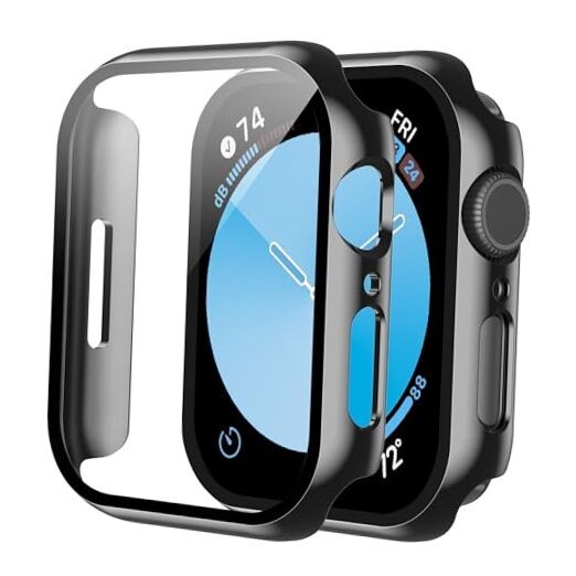 2 Pack Privacy Case with Built in Tempered Glass Screen Protector 44mm Black