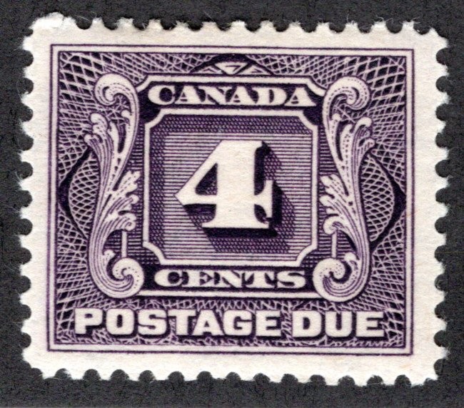 Scott J3, 4c, VF, 1st issue, MHOG, Canada Postage Due