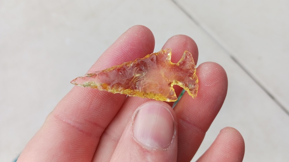 Four Flint Knapped Arrowheads. Mixed Type Glass points
