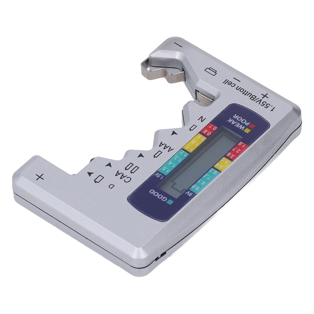 Digital Battery Tester LCD Screen Button Cell Battery Checker Silver