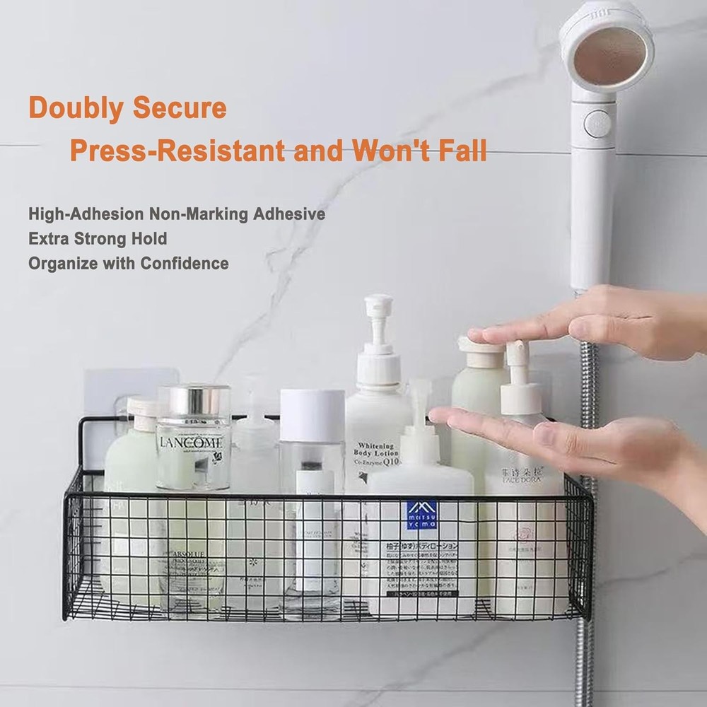 Metal Hanging Baskets 2-Pack Wire Wall Storage Organizer W/ Hooks Adhesive