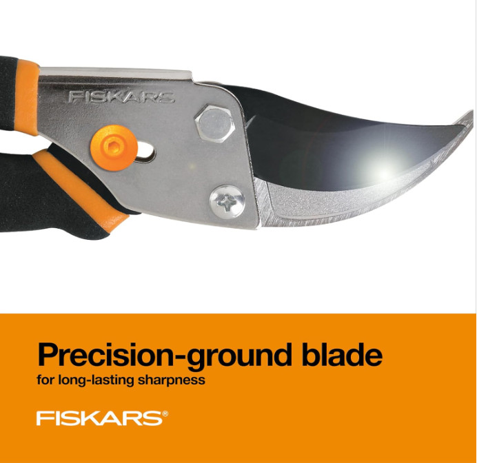 Fiskars Bypass Pruning Shears – 5/8" Cut, Sharp Rust-Resistant Steel Blade