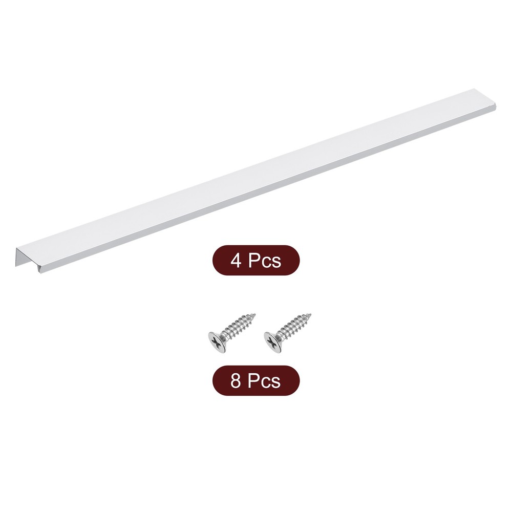 Cabinet Edge Finger Pull, 4pcs 500mm / 19.69" Hidden Cabinet Pulls, Silver