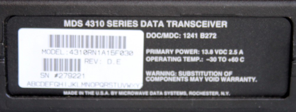 Microwave Data Systems MDS 4300 UHF Data Modem Transceiver