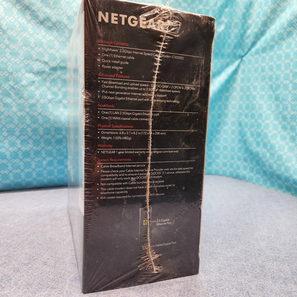 Netgear Nighthawk CM2000 2.5Gbps Multi Gig Internet Speed Cable Modem DOCSIS 3.1