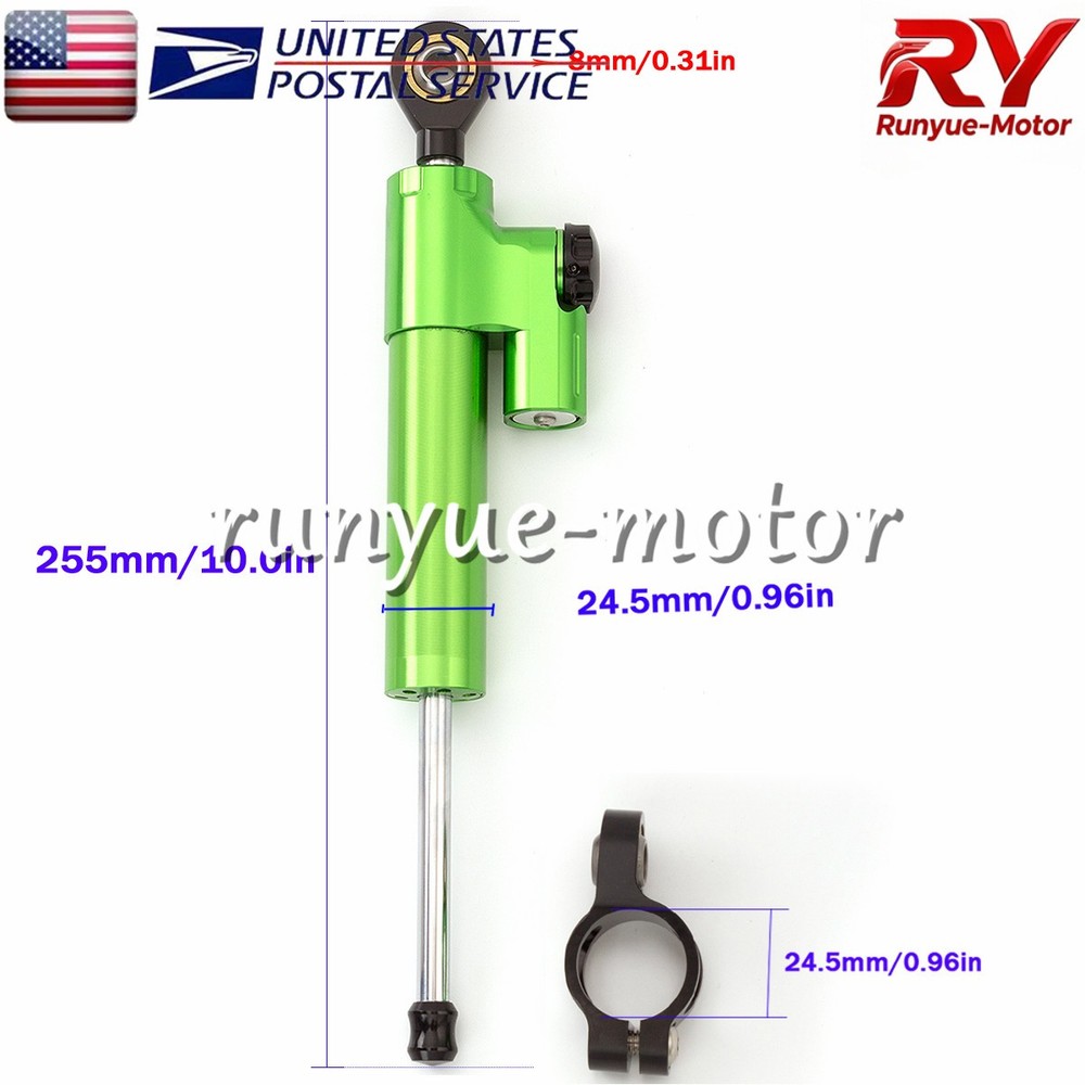 Adjustable Steering Damper Stabilizer Linear Control Universal Aluminum Green