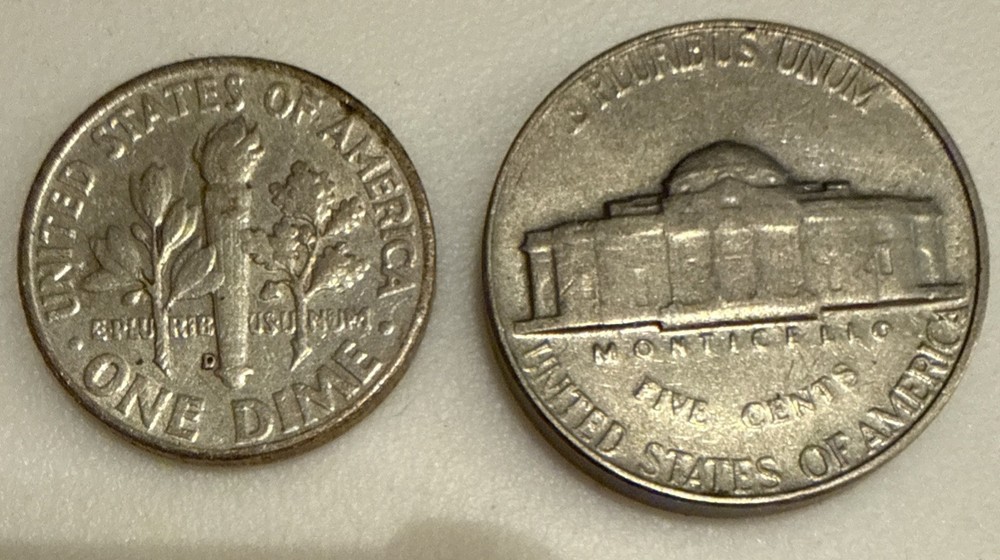 Silver 1959 Dime & 1964 Nickel