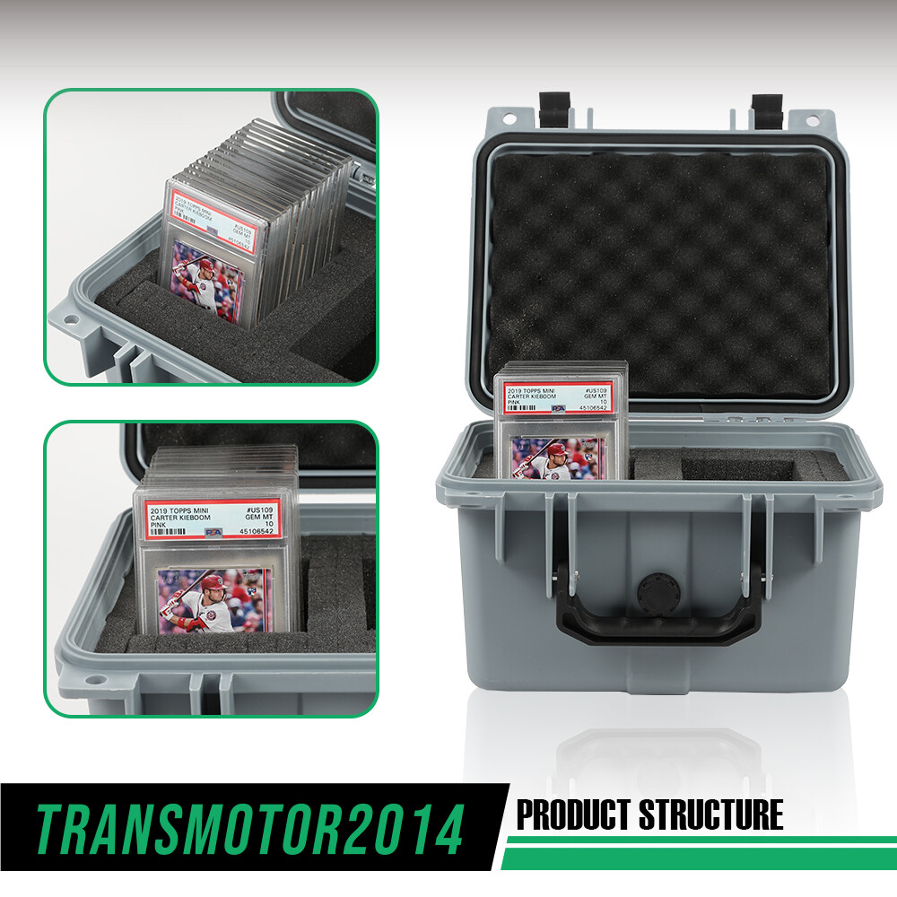 Graded Card Storage Box Deep Travel Size Waterproof Case Slab Protector Gray