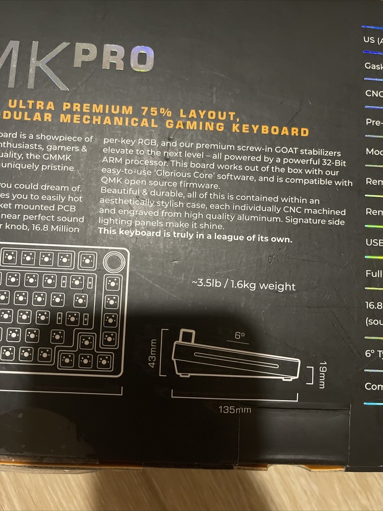 Glorious GMMK Pro Barebone White Ice - US (ANSI) See Description