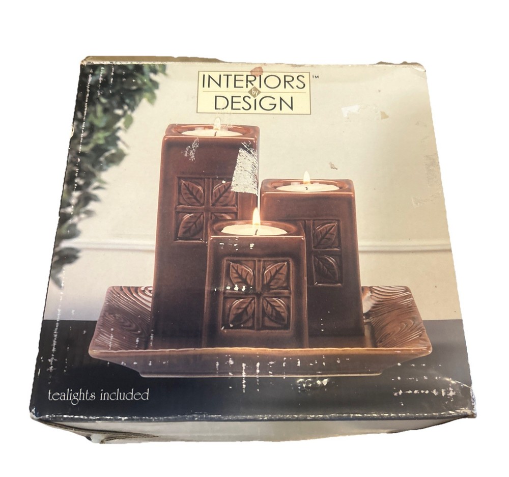 Interior Designs Tealight  Candle Holders (3) And Plate