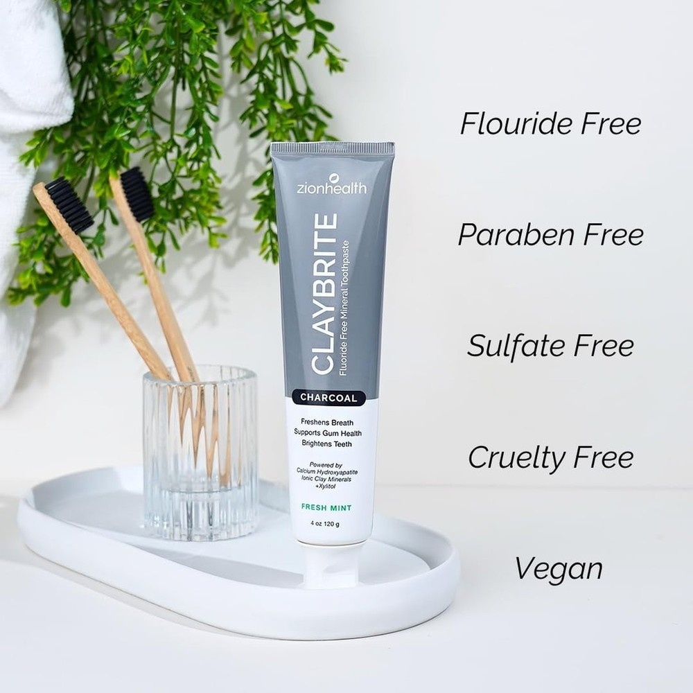 ClayBrite Activated Charcoal Toothpaste Zion Health 4 oz Paste