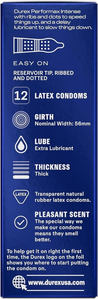 Durex Performax Intense Ribbed & Dotted Condoms, 12 Count