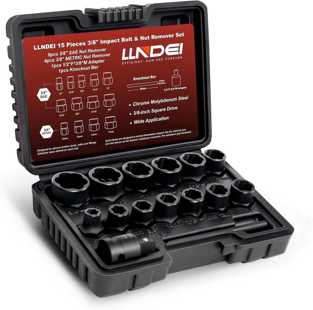 Bolt Extractor Set 16-Piece Stripped Bolt Extractor Socket Set with Storage Case