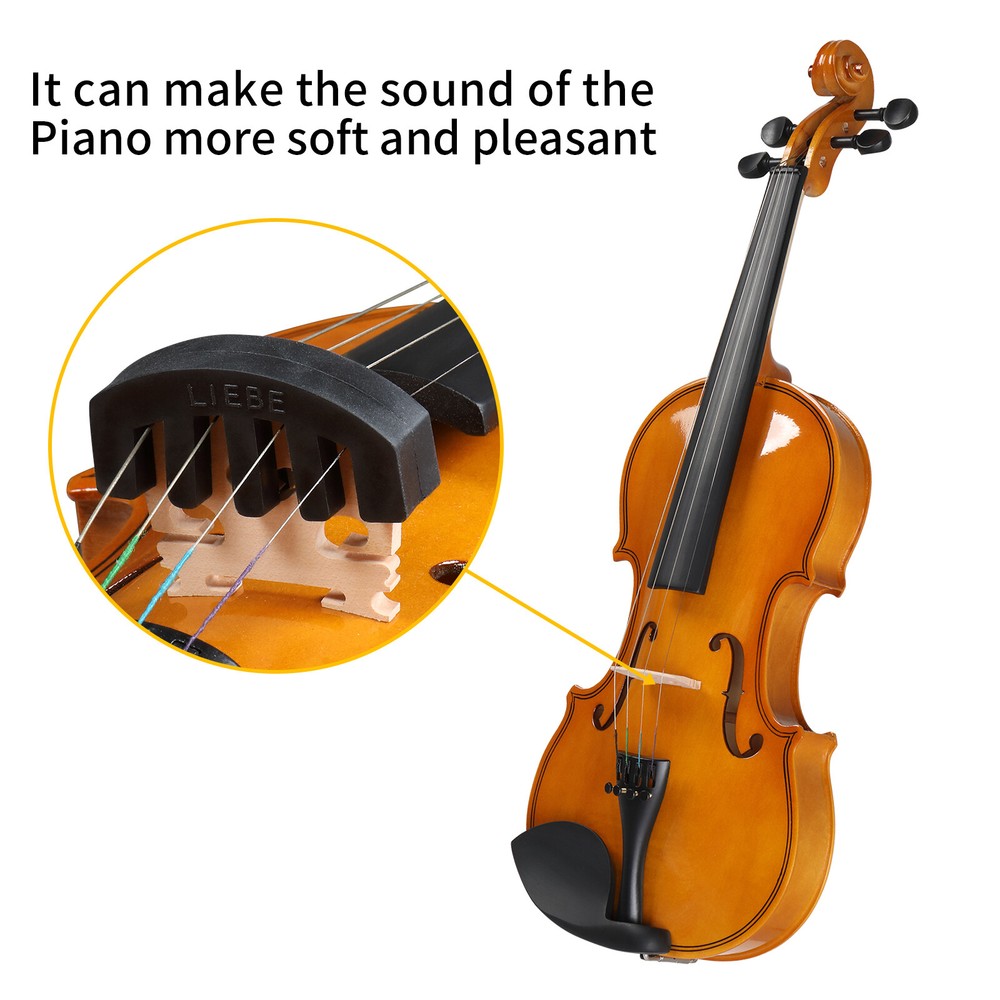 4/4 Full Size Violin Set Case Bow Shoulder Rest Rosin Strings Bridge Sordine